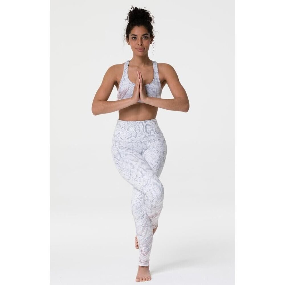 ONZIE Athena Grey Snake Printed High Rise Ankle Leggings, Size S